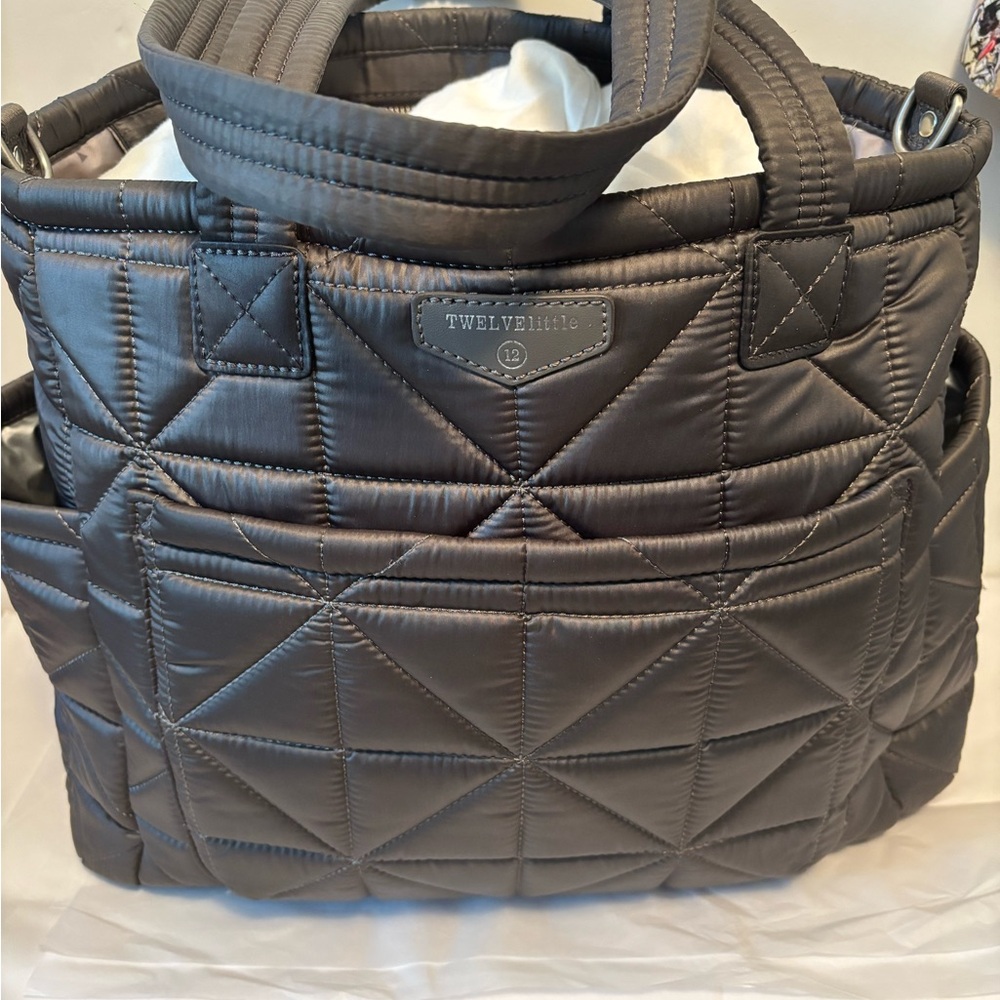 Quilted Gray Twelve Little Carry Love Diaper bag Women's tote Bag